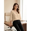 image:imageEVALESS 34 Length Sleeve Womens Tops Summer Boho Lace V Neck Shirts Trendy Dressy Casual Work Cute Blouses Vacation ClothesParchment