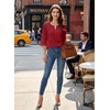 image:imageEVALESS 34 Length Sleeve Womens Tops Summer Boho Lace V Neck Shirts Trendy Dressy Casual Work Cute Blouses Vacation ClothesRacing Red