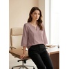 image:imageEVALESS 34 Length Sleeve Womens Tops Summer Boho Lace V Neck Shirts Trendy Dressy Casual Work Cute Blouses Vacation ClothesRose Tan
