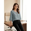 image:imageEVALESS 34 Length Sleeve Womens Tops Summer Boho Lace V Neck Shirts Trendy Dressy Casual Work Cute Blouses Vacation ClothesStone Blue