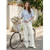 image:imageEVALESS Womens Pants Summer High Waist Wide Leg Palazzo Pants Casual Trousers Beach Travel Vacation Outfits1a White
