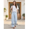 image:imageEVALESS Womens Pants Summer High Waist Wide Leg Palazzo Pants Casual Trousers Beach Travel Vacation OutfitsBeau Blue
