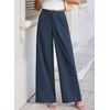 image:imageEVALESS Womens Pants Summer High Waist Wide Leg Palazzo Pants Casual Trousers Beach Travel Vacation OutfitsDirty Blue