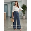 image:imageEVALESS Womens Pants Summer High Waist Wide Leg Palazzo Pants Casual Trousers Beach Travel Vacation OutfitsDirty Blue