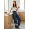 image:imageEVALESS Womens Pants Summer High Waist Wide Leg Palazzo Pants Casual Trousers Beach Travel Vacation OutfitsDirty Blue