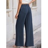 image:imageEVALESS Womens Pants Summer High Waist Wide Leg Palazzo Pants Casual Trousers Beach Travel Vacation OutfitsDirty Blue