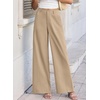 image:imageEVALESS Womens Pants Summer High Waist Wide Leg Palazzo Pants Casual Trousers Beach Travel Vacation OutfitsKhaki