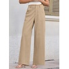 image:imageEVALESS Womens Pants Summer High Waist Wide Leg Palazzo Pants Casual Trousers Beach Travel Vacation OutfitsKhaki