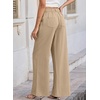 image:imageEVALESS Womens Pants Summer High Waist Wide Leg Palazzo Pants Casual Trousers Beach Travel Vacation OutfitsKhaki