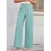 image:imageEVALESS Womens Pants Summer High Waist Wide Leg Palazzo Pants Casual Trousers Beach Travel Vacation OutfitsMint Green