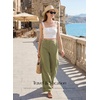 image:imageEVALESS Womens Pants Summer High Waist Wide Leg Palazzo Pants Casual Trousers Beach Travel Vacation OutfitsOlive Green