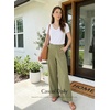 image:imageEVALESS Womens Pants Summer High Waist Wide Leg Palazzo Pants Casual Trousers Beach Travel Vacation OutfitsOlive Green