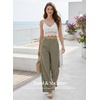 image:imageEVALESS Womens Pants Summer High Waist Wide Leg Palazzo Pants Casual Trousers Beach Travel Vacation OutfitsSmoke Green