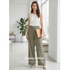 image:imageEVALESS Womens Pants Summer High Waist Wide Leg Palazzo Pants Casual Trousers Beach Travel Vacation OutfitsSmoke Green