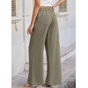 image:imageEVALESS Womens Pants Summer High Waist Wide Leg Palazzo Pants Casual Trousers Beach Travel Vacation OutfitsSmoke Green