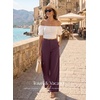 image:imageEVALESS Womens Pants Summer High Waist Wide Leg Palazzo Pants Casual Trousers Beach Travel Vacation OutfitsY Wine Purple