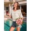 image:imageEVALESS Womens Summer Crochet Tops Half Sleeve Hollow Out Beach Vacation Clothes Resort Wear Cruise OutfitsAa White
