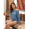 image:imageEVALESS Womens Summer Crochet Tops Half Sleeve Hollow Out Beach Vacation Clothes Resort Wear Cruise OutfitsBeau Blue
