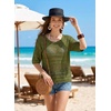 image:imageEVALESS Womens Summer Crochet Tops Half Sleeve Hollow Out Beach Vacation Clothes Resort Wear Cruise OutfitsFour Leaf Clover