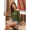 image:imageEVALESS Womens Summer Crochet Tops Half Sleeve Hollow Out Beach Vacation Clothes Resort Wear Cruise OutfitsFour Leaf Clover