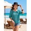 image:imageEVALESS Womens Summer Crochet Tops Half Sleeve Hollow Out Beach Vacation Clothes Resort Wear Cruise OutfitsLapis