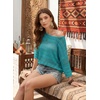 image:imageEVALESS Womens Summer Crochet Tops Half Sleeve Hollow Out Beach Vacation Clothes Resort Wear Cruise OutfitsLapis