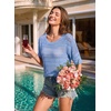 image:imageEVALESS Womens Summer Crochet Tops Half Sleeve Hollow Out Beach Vacation Clothes Resort Wear Cruise OutfitsMyosotis