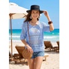 image:imageEVALESS Womens Summer Crochet Tops Half Sleeve Hollow Out Beach Vacation Clothes Resort Wear Cruise OutfitsMyosotis