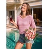 image:imageEVALESS Womens Summer Crochet Tops Half Sleeve Hollow Out Beach Vacation Clothes Resort Wear Cruise OutfitsPink