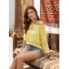 image:imageEVALESS Womens Summer Crochet Tops Half Sleeve Hollow Out Beach Vacation Clothes Resort Wear Cruise OutfitsYellow