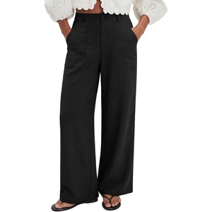 image:imageEVALESS Womens Pants Summer High Waist Wide Leg Palazzo Pants Casual Trousers Beach Travel Vacation Outfits2a Black