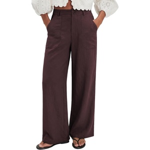 image:imageEVALESS Womens Pants Summer High Waist Wide Leg Palazzo Pants Casual Trousers Beach Travel Vacation OutfitsCoffee