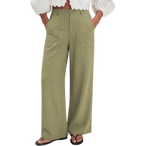 image:imageEVALESS Womens Pants Summer High Waist Wide Leg Palazzo Pants Casual Trousers Beach Travel Vacation OutfitsOlive Green