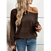 image:imageEVALESS Womens Long Sleeve Shirts Casual Crew Neck Batwing Sleeve Tops  Loose Fit Tunic Blouses for Women DressyFall FashionSoft Lightweight Textured T ShirtBusiness CasualWorkTeacher OutfitsBrown