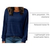 image:imageEVALESS Womens Long Sleeve Shirts Casual Crew Neck Batwing Sleeve Tops  Loose Fit Tunic Blouses for Women DressyFall FashionSoft Lightweight Textured T ShirtBusiness CasualWorkTeacher OutfitsNavy Blue