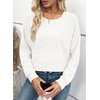 image:imageEVALESS Womens Long Sleeve Shirts Casual Crew Neck Batwing Sleeve Tops  Loose Fit Tunic Blouses for Women DressyFall FashionSoft Lightweight Textured T ShirtBusiness CasualWorkTeacher OutfitsWhite