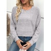 image:imageEVALESS Womens Long Sleeve Shirts Casual Crew Neck Batwing Sleeve Tops  Loose Fit Tunic Blouses for Women DressyFall FashionSoft Lightweight Textured T ShirtBusiness CasualWorkTeacher OutfitsLight Grey