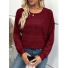 image:imageEVALESS Womens Long Sleeve Shirts Casual Crew Neck Batwing Sleeve Tops  Loose Fit Tunic Blouses for Women DressyFall FashionSoft Lightweight Textured T ShirtBusiness CasualWorkTeacher OutfitsRed