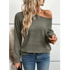 image:imageEVALESS Womens Long Sleeve Shirts Casual Crew Neck Batwing Sleeve Tops  Loose Fit Tunic Blouses for Women DressyFall FashionSoft Lightweight Textured T ShirtBusiness CasualWorkTeacher OutfitsFour Leaf Clover