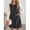 image:imageEVALESS Womens Corduroy Overall Dress Sleeveless Pinafore Pockets  Soft Wale Texture a Line Layering Fit Teacher Office 2026 Fall OutfitsBlack