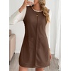 image:imageEVALESS Womens Corduroy Overall Dress Sleeveless Pinafore Pockets  Soft Wale Texture a Line Layering Fit Teacher Office 2026 Fall OutfitsBrown