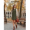 image:imageEVALESS Womens Corduroy Overall Dress Sleeveless Pinafore Pockets  Soft Wale Texture a Line Layering Fit Teacher Office 2026 Fall OutfitsGreen
