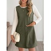image:imageEVALESS Womens Corduroy Overall Dress Sleeveless Pinafore Pockets  Soft Wale Texture a Line Layering Fit Teacher Office 2026 Fall OutfitsGreen