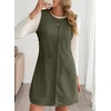 image:imageEVALESS Womens Corduroy Overall Dress Sleeveless Pinafore Pockets  Soft Wale Texture a Line Layering Fit Teacher Office 2026 Fall OutfitsGreen