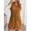 image:imageEVALESS Womens Corduroy Overall Dress Sleeveless Pinafore Pockets  Soft Wale Texture a Line Layering Fit Teacher Office 2026 Fall OutfitsYellow