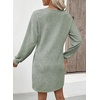 image:imageEVALESS Womens Fall Dresses 2026 Long Sleeve V Neck Casual Dress Textured Loose Fit Shift Mini Dress with PocketsClearly Aqua
