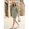 image:imageEVALESS Womens Fall Dresses 2026 Long Sleeve V Neck Casual Dress Textured Loose Fit Shift Mini Dress with PocketsClearly Aqua