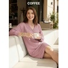 image:imageEVALESS Womens Fall Dresses 2026 Long Sleeve V Neck Casual Dress Textured Loose Fit Shift Mini Dress with PocketsFushia