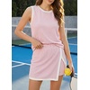 image:imageEVALESS 2 Piece Sets Women Summer Workout Outfits  Ribbed Knit Tank Top and Lined Split Skirt Womens Two Pieces Lounge Matching Set Travel Vacation Athletic Casual WearPink