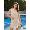 image:imageEVALESS 2 Piece Sets Women Summer Workout Outfits  Ribbed Knit Tank Top and Lined Split Skirt Womens Two Pieces Lounge Matching Set Travel Vacation Athletic Casual WearLight Khaki